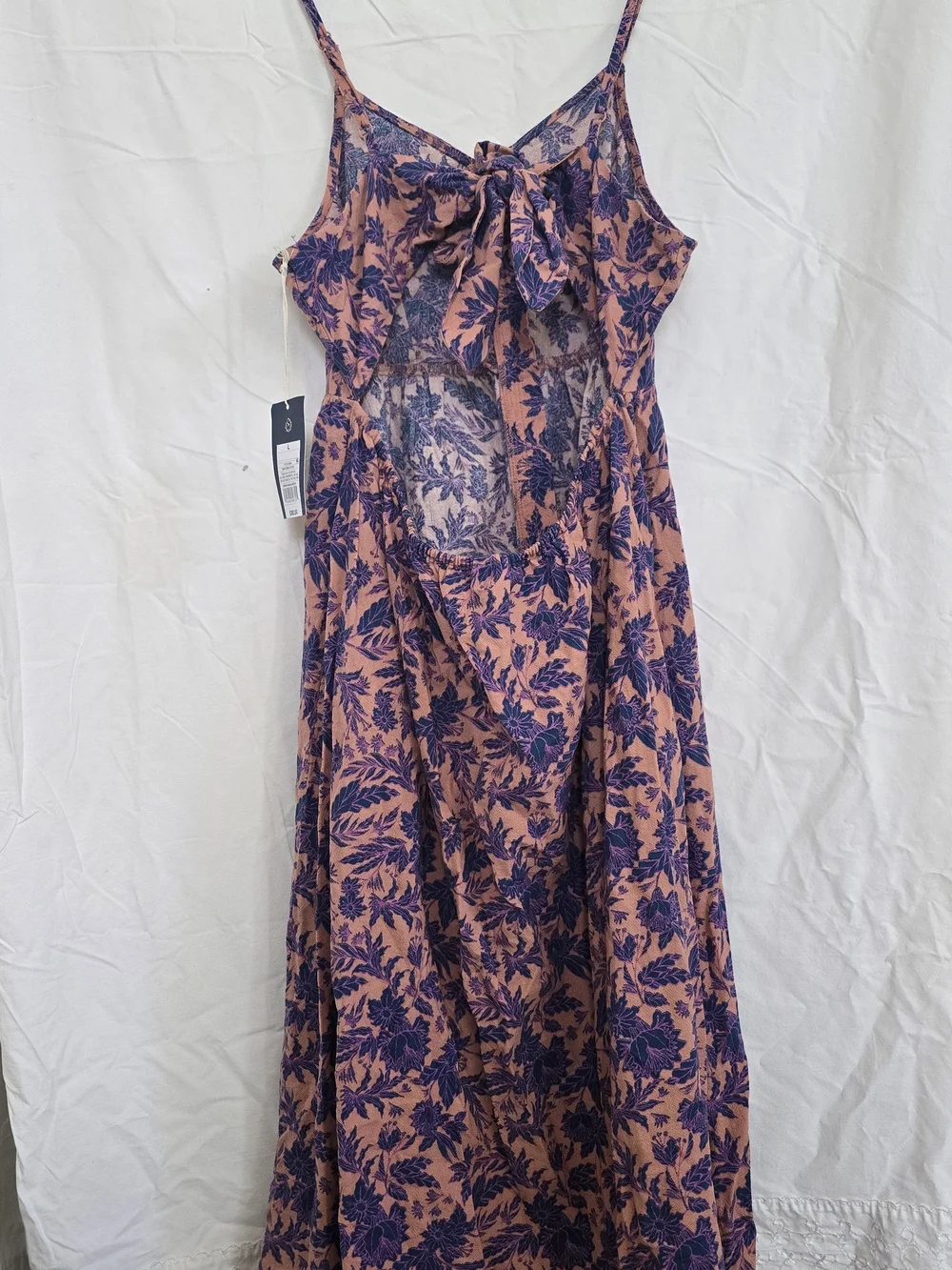 Universal Thread Peach Maxi Dress with Purple Floral Print - Picture 2 of 4